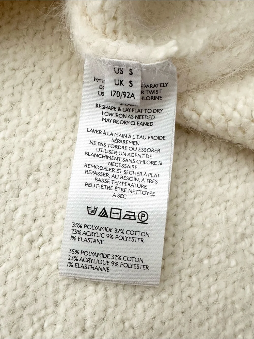 Free People Sparrow Oversized Ivory V-Neck Pullover Fluffy / Fuzzy Sweater